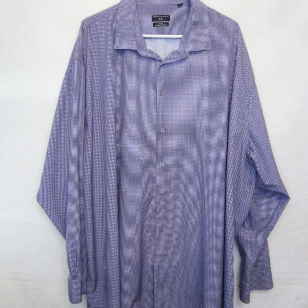 Shaquille O'Neal XLG Big Fit Cooling Stretch Purple Check Button Down Men's